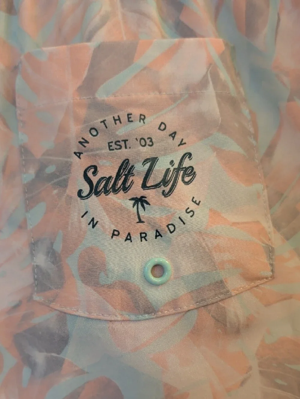 Salt Life Tropical Coral & Mint Leaf Print Athletic Shorts Size XL